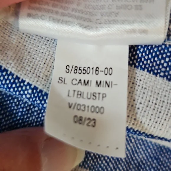 Old Navy XL TALL Dress Striped Linen Blend Coastal Smocked Beachy Nautical - Picture 7 of 10